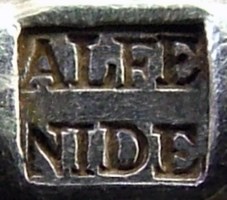 The rectangular box with the inscription ALFÉNIDE, used by Manufacture de L'Alfénide between 1890 and 1920