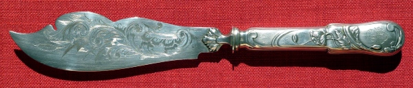 A silver-plated Art Nouveau fish-set made of brass and partly from low-quality nickel silver (blade) in 1903