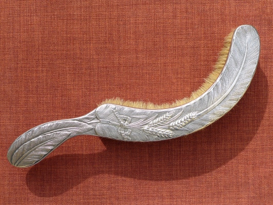 brush for table cleaning made from low-quality nickel silver c.1890