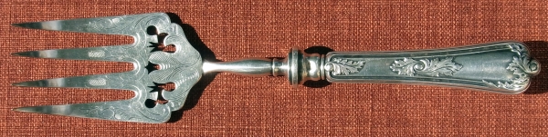 A richly decorated silver-plated fish-fork