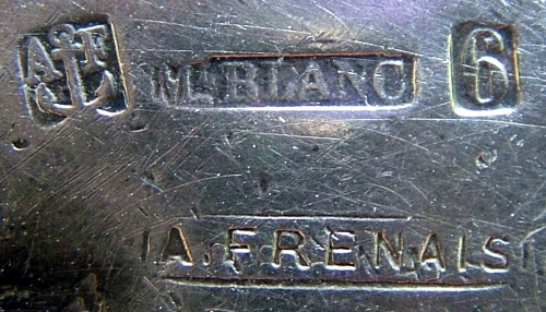early mark for hollow ware and flat ware items produced using mtal blanc (before c.1895)