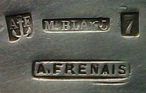 early mark for hollow ware and flat ware items produced using mtal blanc (before c.1895)