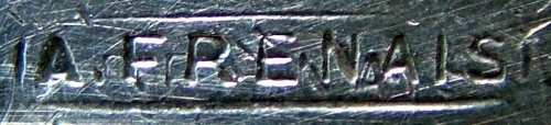 early mark for hollow ware and flat ware items produced using mtal blanc (before c.1895)