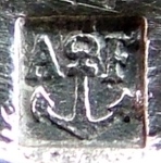 early mark for hollow ware and flat ware items produced using mtal extra-blanc (1885 - c.1900)