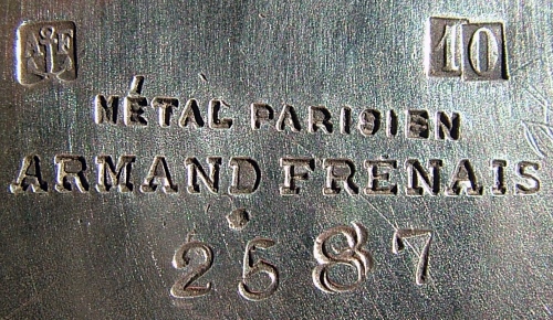 mark for the silver-plated ARMAND FRENAIS items made of tin-containing alloy PARISIEN METAL during 1890-1913