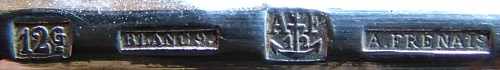 Marks for silver-plated ladles manufactured using mtal blanc (brass) as a base metal for silvering