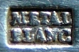 Marks for silver-plated ladles manufactured using mtal blanc (brass) as a base metal for silvering
