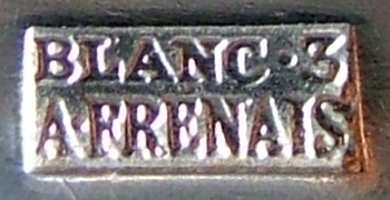 Marks for silver-plated ladles manufactured using mtal blanc (brass) as a base metal for silvering