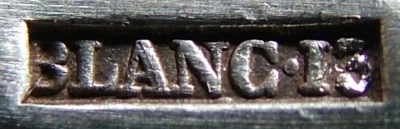 Marks for silver-plated ladles manufactured using mtal blanc (brass) as a base metal for silvering
