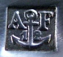 Marks for silver-plated ladles manufactured using mtal blanc (brass) as a base metal for silvering