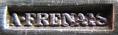 Marks for silver-plated ladles manufactured using mtal blanc (brass) as a base metal for silvering