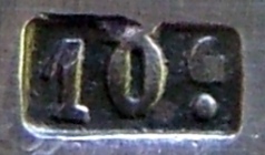Mark for large/special pieces of cutlery manufactured using mtal blanc (brass) as a base metal for silvering: early period (before c.1890)