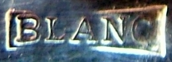 Mark for large/special pieces of cutlery manufactured using mtal blanc (brass) as a base metal for silvering: intermediate period (c.1890 - c.1903)