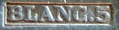 Mark for large/special pieces of cutlery manufactured using mtal blanc (brass) as a base metal for silvering: late period (c.1903 - 1913)