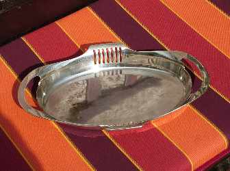 Szandrik: Silver-plated fruit dish with inscription