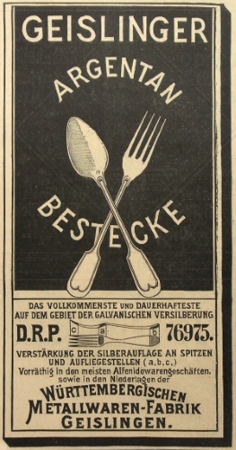 Ancient WMF advertisement issued in 1898
