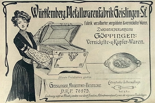Ancient WMF advertisement issued in 1903