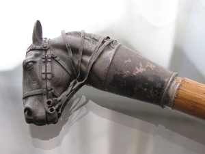 Russian riding crop with silver horse head