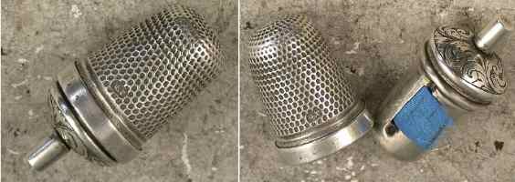 Late Victorian silver combination thimble and tape measure