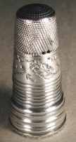 Silver, 'Regency', combined thimble and pincushion