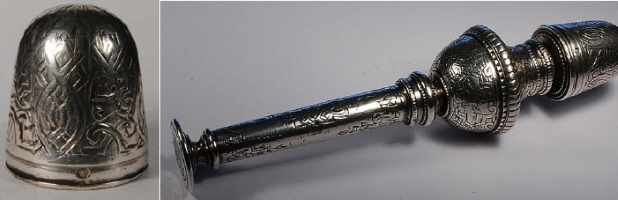 18c, six piece silver compendium, with French 'swan' import mark