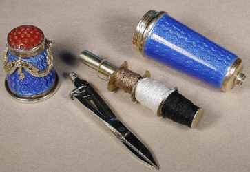 Modern, silver gilt and blue guilloche enamel etui