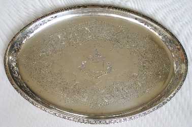 silver tray marked Gorham