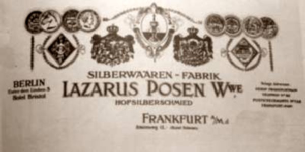 an early 20th century billhead of Lazarus Posen Wwe, Berlin and Frankfurt