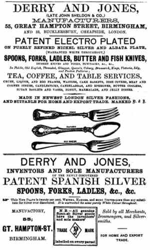 an ancient advertisement of Derry and Jones, Birmingham and London