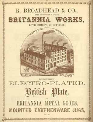 an ancient advertisement of R. Broadhead & Co, Sheffield