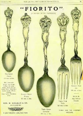 a 1902 advertisement of George W. Shiebler & Co, Fiorito pattern