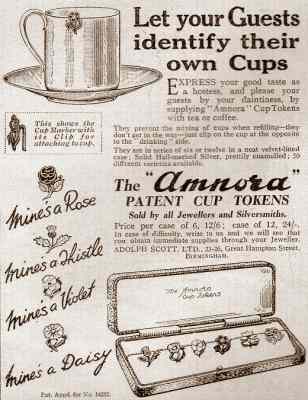 an advertisement of The AMNORA patent cup tokens