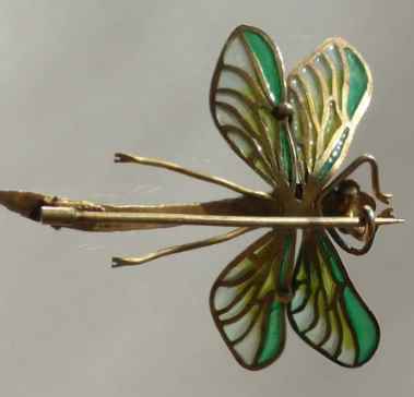 plique--jour Silver Dragonfly brooch