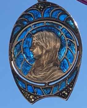 Antique Silver plique--jour Religious medallion
