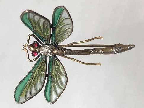 Antique Silver Plique a Jour Brooch