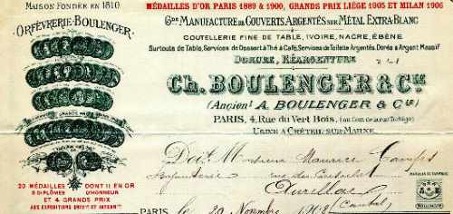 Adolphe Boulenger invoice head