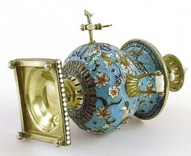 miniature silver samovar with cloisonn decoration