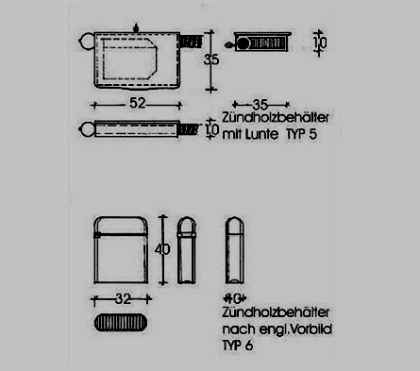 Russian matchbox holders: measures in mm