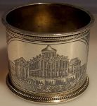 silver napkin ring: illegible master