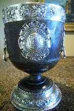 wooden and silver cup