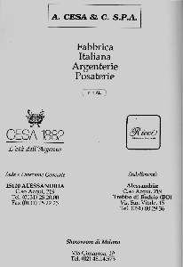 advertising published in 1991 by A.CESA & C. S.p.a. Fabbrica Italiana Argenterie Posaterie
