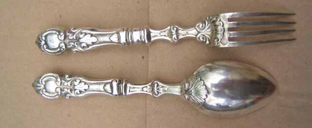 silver christening set: spoon and fork