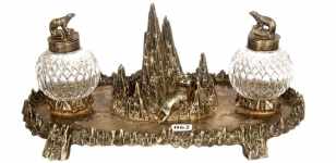 silverplate stand or centerpiece with bears