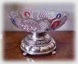 glass bowl with silver frame