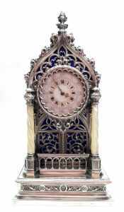 silver miniature clock