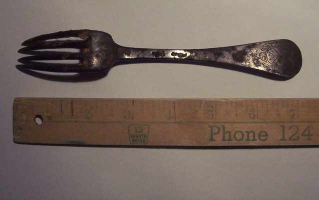 silver fork recovered from a French shipwreck