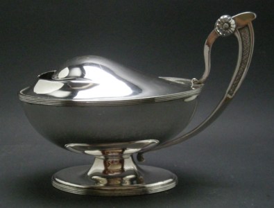 silverplate spoonwarmer: William Hutton & Sons, Sheffield about 1860