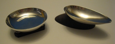 Spratling silver salt cellars  (rosewood base)