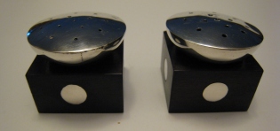Spratling silver salt shakers (rosewood base)