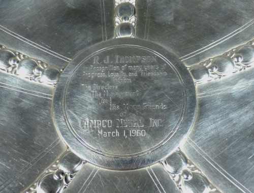 Tiffany plate with chased lettering